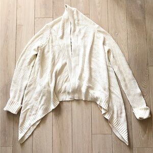 Talbots Waterfall Wool Cotton Blend Cardigan in Cream Size MP